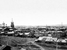 Верхнеуральск. Вид на Благовещенскую церковь и старый базар