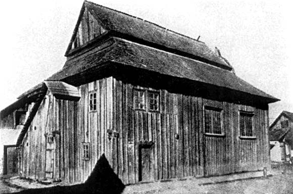 Zhydachiv. Wooden synagogue